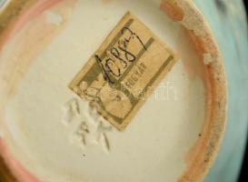 Iparművészi Vállalatos Gorka váza, mázas kerámia, jelzett, hibátlan, m: 17 cm