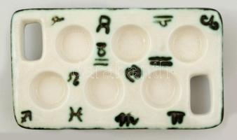 Iparművészi Vállalatos Gorka horoszkopos kupicás készlet mázas kerámia, jelzett, hibátlan, 18×9, m:4...