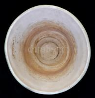 Iparművészi Vállalatos Gorka füles kaspó, mázas kerámia, jelzett, hibátlan, m:15 cm, d:21 cm