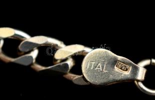 Ezüst(Ag) lapos pancer nyaklánc, jelzett, h: 55 cm, nettó: 18,1 g