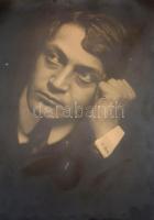 Ady Endre (1877-1919) portréja, nagyméretű fotó, Székely Aladár felvétele, ceruzával  jelzett, üvege...