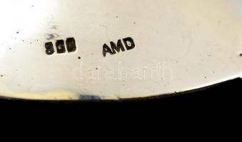 Ezüst(Ag) rózsákkal díszített habmerő kanál, jelzett, h: 17 cm, nettó: 34 g