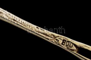 Ezüst(Ag) rózsákkal díszített csőrös mérőkanál, jelzett, h: 10,5 cm, nettó: 14,8 g