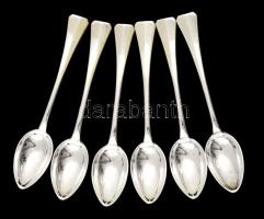 Ezüst(Ag) kávéskanál, 6 db, jelzett, saját dobozában, h: 11,5 cm, nettó: 108,8 g