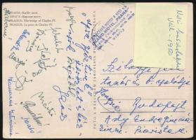 cca 1950 A női kosárlabda-válogatott tagjainak aláírásai postán megküldött levelezőlapon