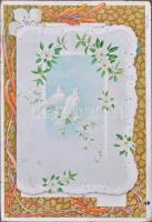 Kinyitható Art Nouveau üvözlőlap / Art Nouveau Emb. litho folding greeting card