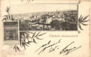 1899 Kolozsvár, Cluj; Sárga János Óraékszerész raktára és saját kiadása / Watch Jewellery shop, floral
