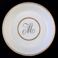 1828 Royal Vienna (Alt Wien) mokkás csésze és alj monogrammal, kézzel festett, jelzett, kopott arany...