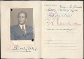 1938 Záborszky Viktor Stühmer gyár igazgatójának utazási igazolványa magyar katonai igazgatás alatt ...