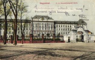 Nagyvárad, Oradea; Magyar királyi hadapród iskola, Sipos József kiadása / military school (EK)