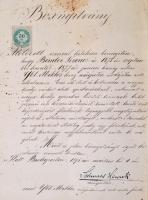 1895 Binder Ferenc építész gyakorlatot igazoló bizonyítványai, Hauszmann Alajosnak (1847-1926), Berc...