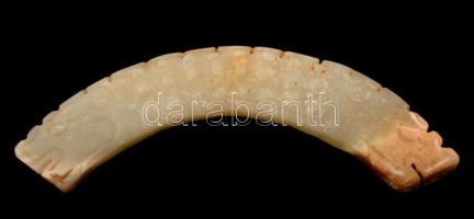 Marokkő tibeti jáde sárkány fejjel / Handle stone from tibet jade gem with inscriptions 12 cm