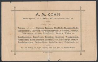 1887 Bp., Kohn vas- és érckereskedés fejléces számlája telefonösszeköttetésről