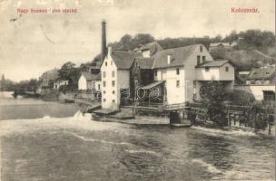 Kolozsvár, Cluj; Nagy Szamos folyó malommal, Schuster Emil kiadása / riverside, mill (EK)