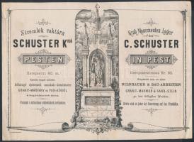 1882 Schuster K. kőfaragó, síremlékes díszes fejléces számlája 1 kr okmánybélyeggel
