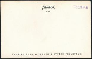 cca 1940 Szemere Vera (1923-1995) színésznő saját kezű aláírása fotólapon, 14x9 cm