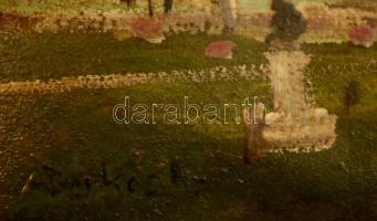 Berkes jelzéssel: Város részlet. Olaj, karton, keretben, 23×31 cm