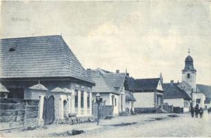 Bereck, Bretcu; utcakép, templom / street, church (EK)