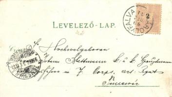 1899 Hévíz, Hetesház, fürdő, kápolna, Cursalon,. Kovács Mór kiadása. floral, Art Nouveau litho