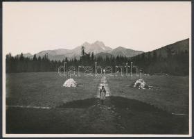 cca 1910-1915 Magas-Tátra, a hegyek a Késmárki itatótól, Erdélyi Mór felvétele, hátulján feliratozva, 11,5×16 cm / Vysoké Tatry, High Tatras, vintage photo, 11,5×16 cm