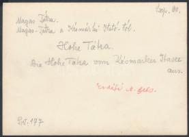 cca 1910-1915 Magas-Tátra, a hegyek a Késmárki itatótól, Erdélyi Mór felvétele, hátulján feliratozva...