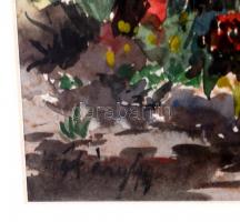 Háry jelzéssel: Kilátása tóra. Akvarell, papír, üvegezett keretben, 30×40 cm