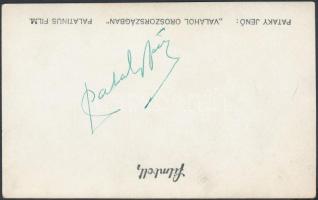 cca 1940 Pataky Jenő (1914-1996) színész aláírása az őt ábrázoló fotólapon, 14x8 cm