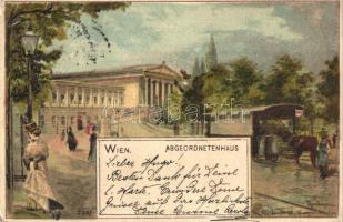 1899 Vienna, Wien; Abgeordnetenhaus / government palace, horse tramway, Karl Stückers Kunstanstalt litho (EK)