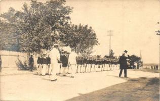 1916 Ruse, Russe, Rustchuk; Parade am Geburtstages S. Majestat / Parade for the royal birthday of Franz Joseph, naval officers, mariners, photo