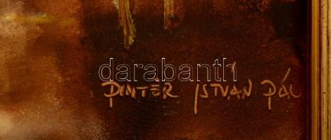 Pintér István Pál (1948-): Belvárosi utca részlet. Olaj, farost, jelzett, keretben 29×19 cm