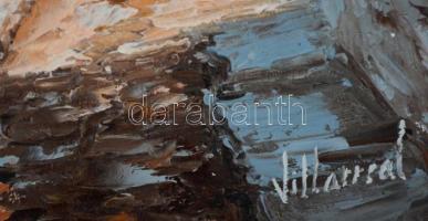 Villarrial jelzéssel: Mediterrán utca részlet. Olaj, vászon, keretben, 35×26 cm