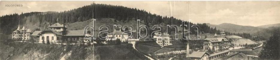 Iglófüred, Spisská Nová Ves Kupele; Látkép, szállók, 3-lapos panorámalap, Ferencz D. kiadása / general view, hotels, 3-tiled panoramacard (fa)