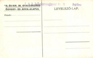 Cs. és kir. 38. gyalogezred, özvegy- és árvaalap javára segélylap / WWI K. u. K. infantry regiment c...