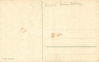 8 db régi E. Nister humoros litho művészlap középkori kínzásokról / 8 pre-1945 E. Nister humorous li...