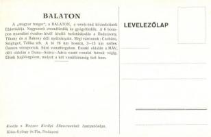 Balaton, A Magyar Királyi Államvasutak reklámlapja, hátoldalon turisztikai leírásával, kiadja Klösz ...
