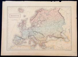 cca 1847-49 Európa nagyméretű határszínezett rézmetszetű térképe. / cca 1849 Map of Europe. Engraved S. Hall. Colored etching 44x33 cm,