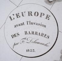 1825 Európa a barbárok betörése előtt. Nagyméretű határszínezett rézmetszetű térkép. / 1825  Map of ...