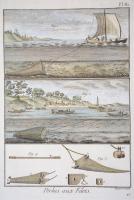 1793 9 db halászat témájú, kézzel színezett rézmetszet Diderot Enciklopédiájának első kiadásából. / ...