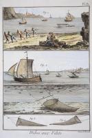 1793 9 db halászat témájú, kézzel színezett rézmetszet Diderot Enciklopédiájának első kiadásából. / ...