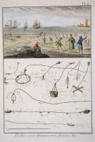 1793 9 db halászat témájú, kézzel színezett rézmetszet Diderot Enciklopédiájának első kiadásából. / ...