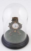 XX. századi zappler óra búra alatt, felhúzókulccsal, hibátlanul működő szerkezettel / 20th century zappler clock under glass with winding key. Works well. 19 cm