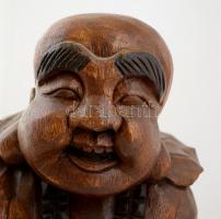 Jelzés nélkül: Nevető Buddha. Faragott fa, m:41 cm