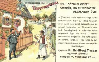 Dr. Heidlberg Tivadar féle Tinctoral festékreklám. Budapest / Hungarian paint advertisement, litho (EK)
