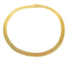 Levélmintás arany nyaklánc. 14K arany. Jelzett. 49,3g. / Large 14 C gold necklace with leaf-pattern net: 49,3 g, 44 cm