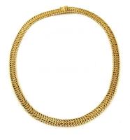 Levélmintás arany nyaklánc. 14K arany. Jelzett. 49,3g. / Large 14 C gold necklace with leaf-pattern ...