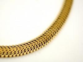 Levélmintás arany nyaklánc. 14K arany. Jelzett. 49,3g. / Large 14 C gold necklace with leaf-pattern ...