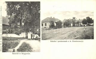 Niegowic, Kosciol, Szkola i posterunek c.k. Zandarmeryi / church, streets, gendarmerie