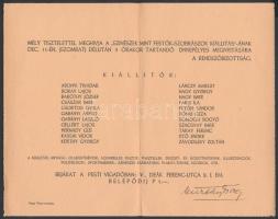 1937 Színészek mint festők, szobrászok c. kiáltás meghívóra, rajta Kürthy György (1882-1972) színész...