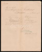 1870 Mechwart András (1834-1907) gyáros, vállalatigazgató saját kezűleg aláírt hivatalos levele mellékletben költség kimutatással