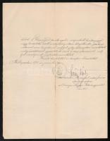 1895 Gerlóczy Károly (1835-1900) budapesti alpolgármester, később polgármester aláírása hivatalos le...